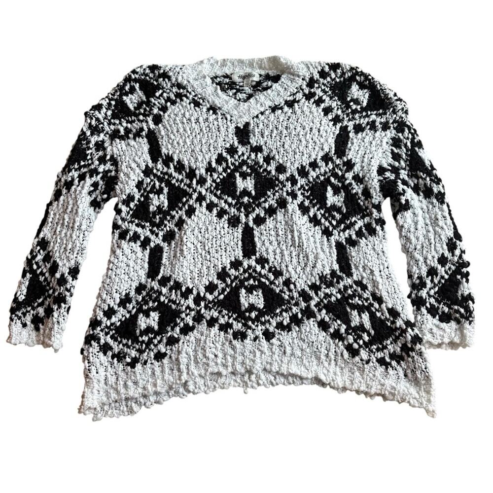 Haptics V-Neck Black and White Sweater size 1X